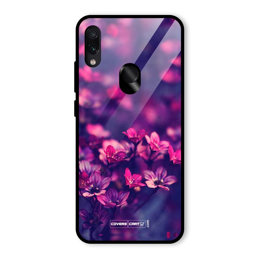 Violet Floral Glass Back Case for Redmi Note 7