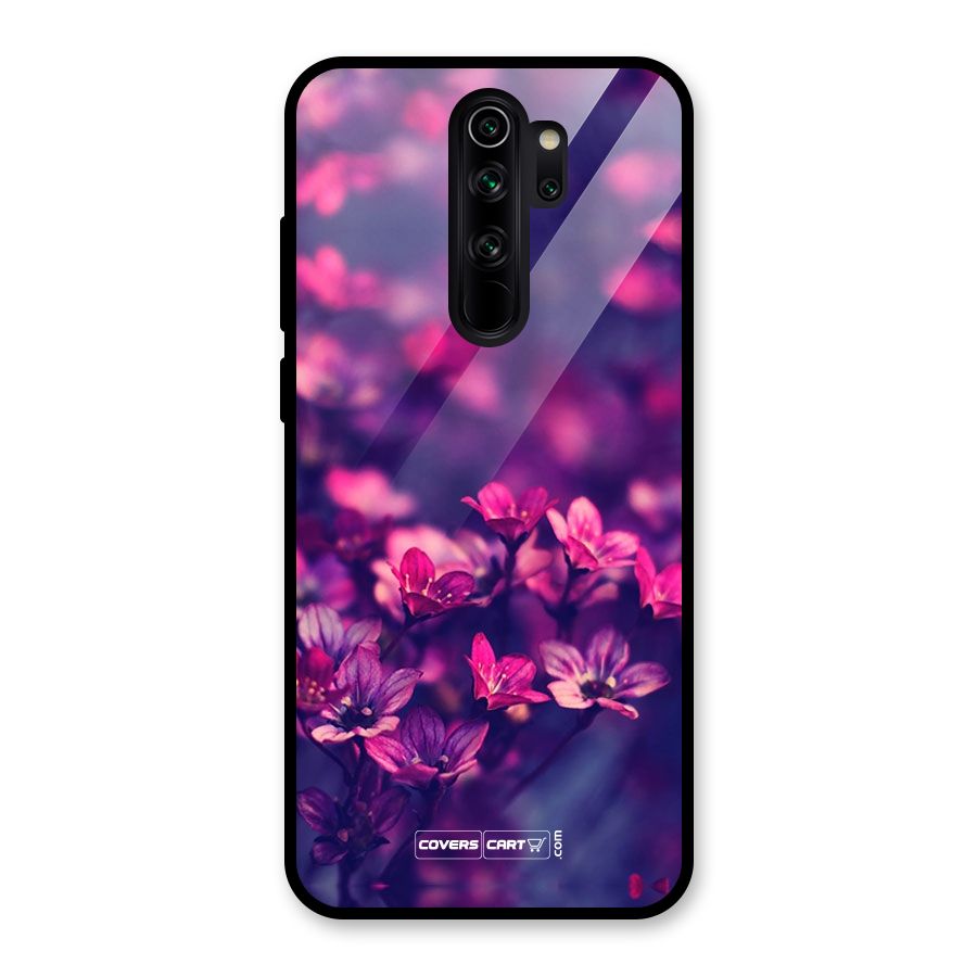 Violet Floral Glass Back Case for Redmi Note 8 Pro