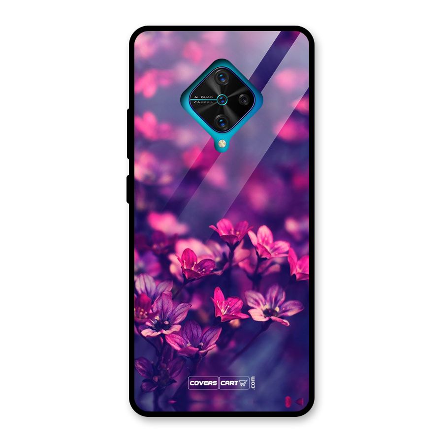 Violet Floral Glass Back Case for Vivo S1 Pro