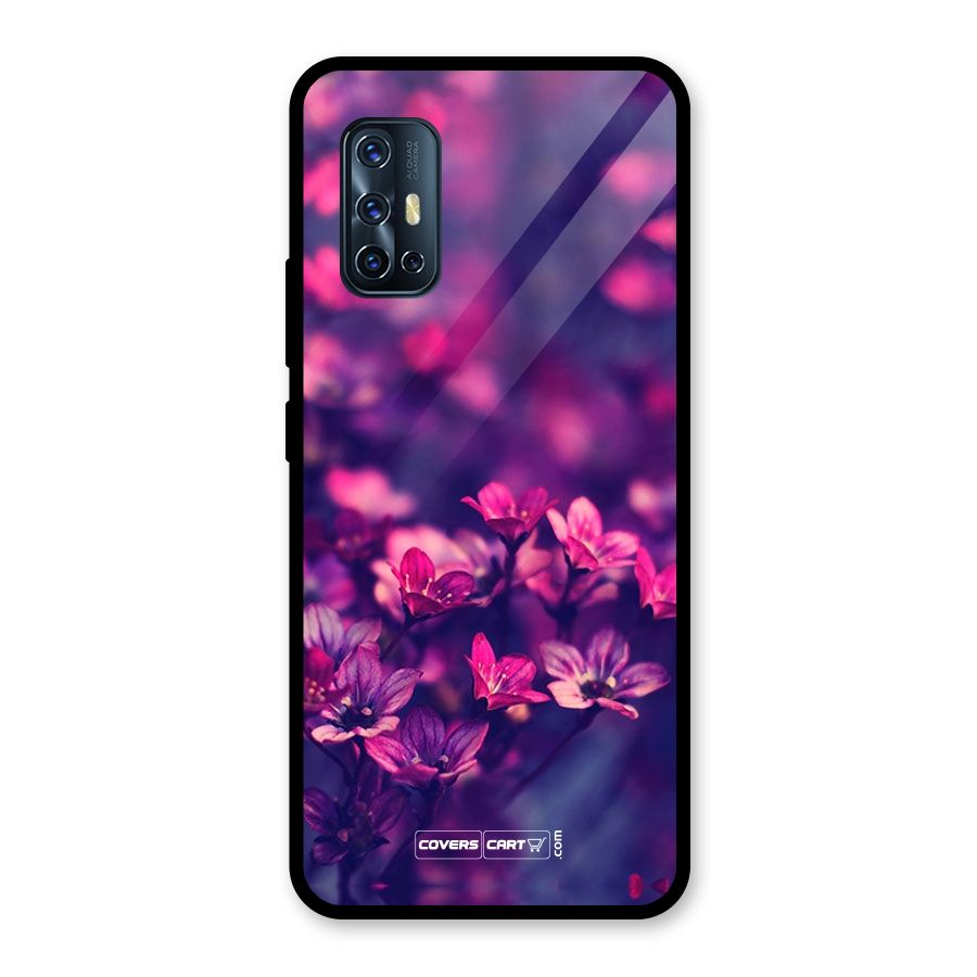 Violet Floral Glass Back Case for Vivo V17