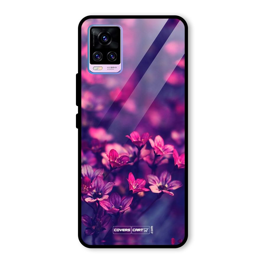 Violet Floral Glass Back Case for Vivo V20 Pro