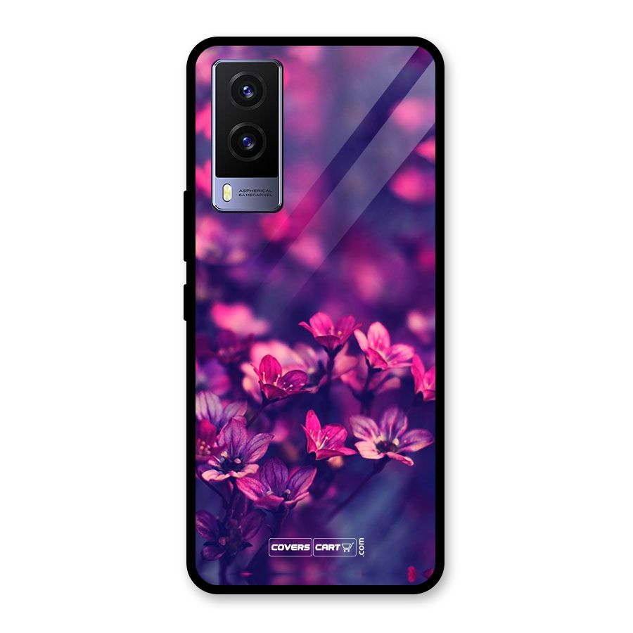 Violet Floral Glass Back Case for Vivo V21e 5G
