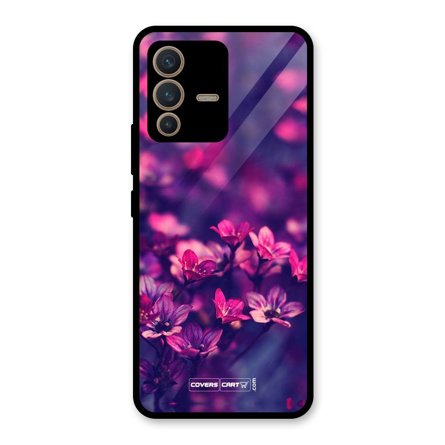 Violet Floral Glass Back Case for Vivo V23 5G