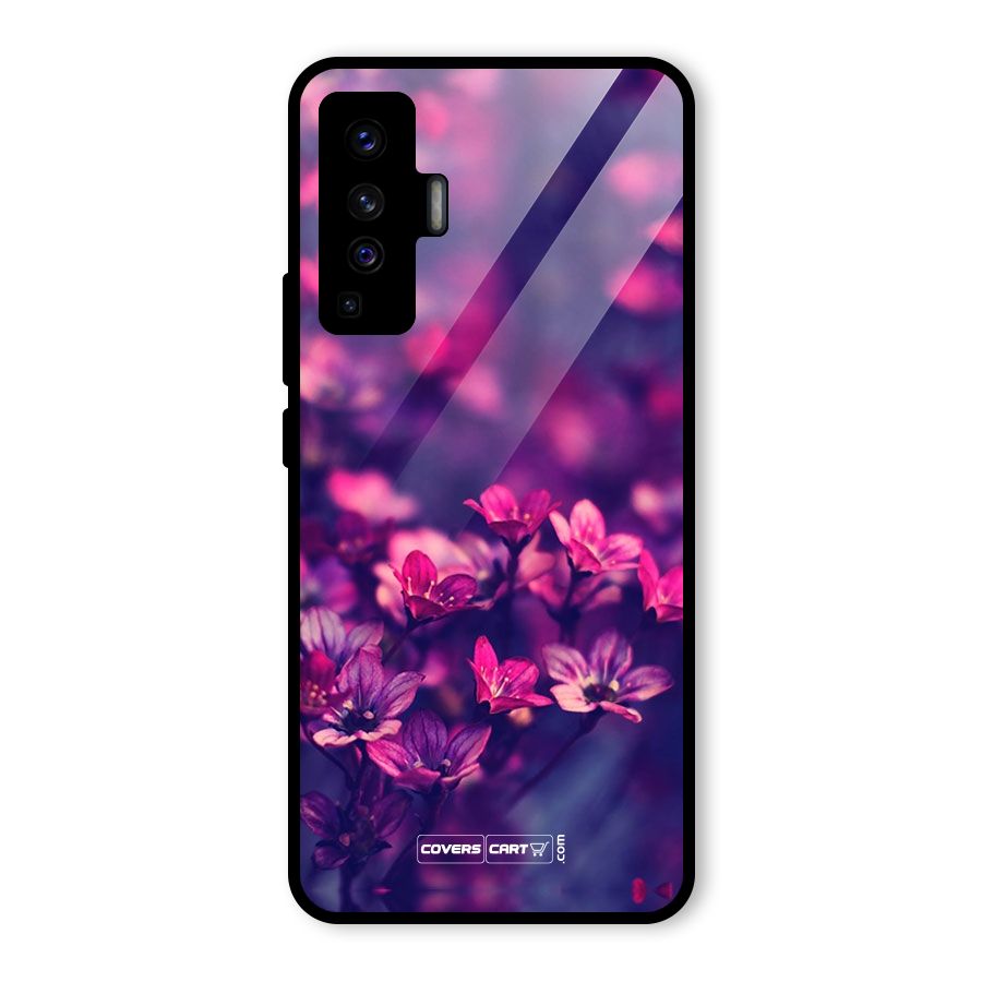Violet Floral Glass Back Case for Vivo X50