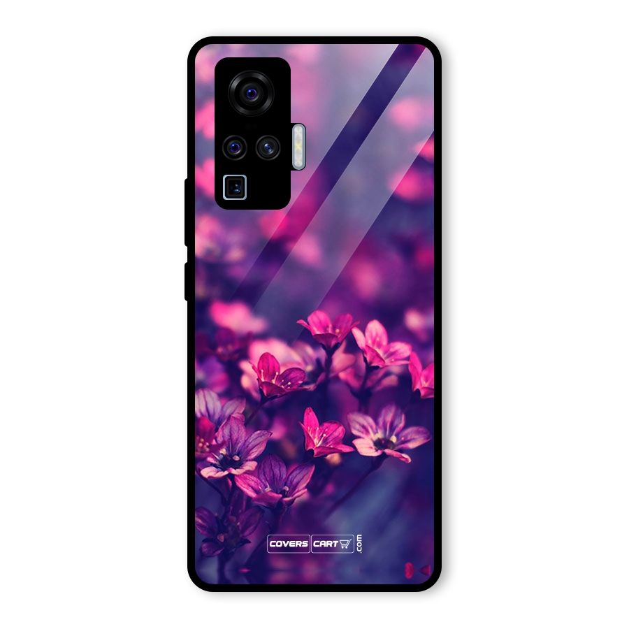 Violet Floral Glass Back Case for Vivo X50 Pro