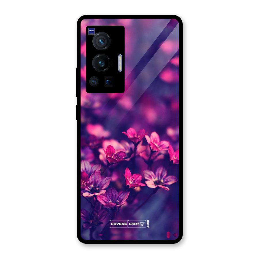 Violet Floral Glass Back Case for Vivo X70 Pro