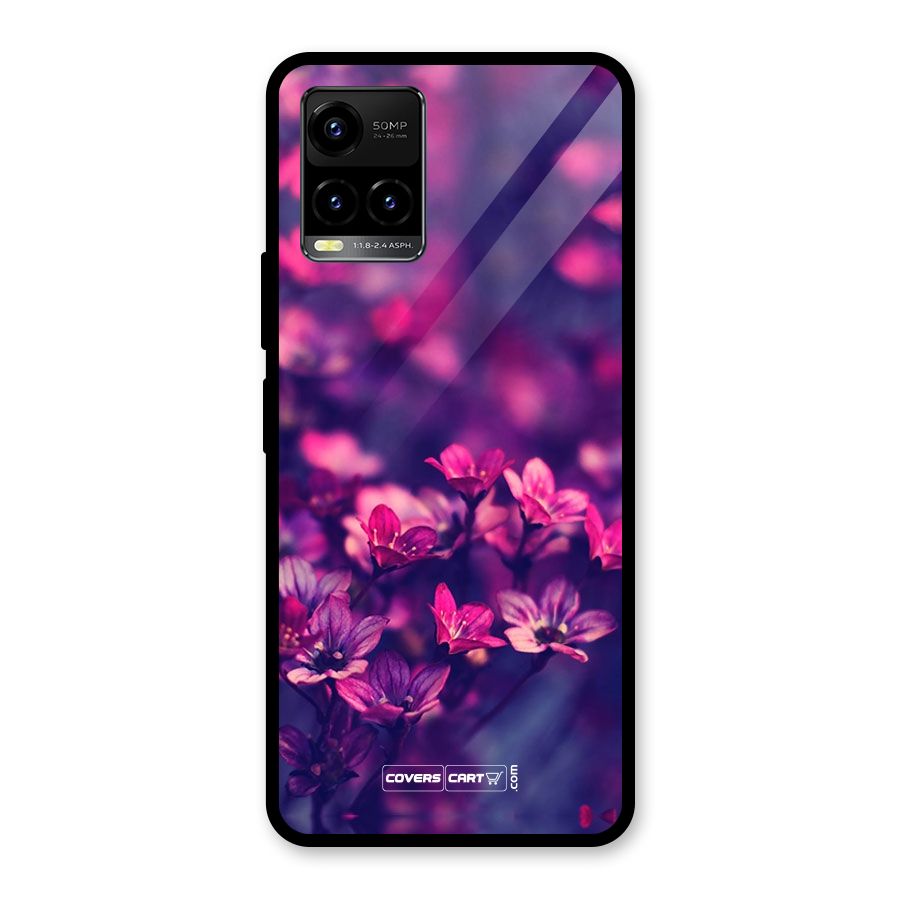 Violet Floral Glass Back Case for Vivo Y21T