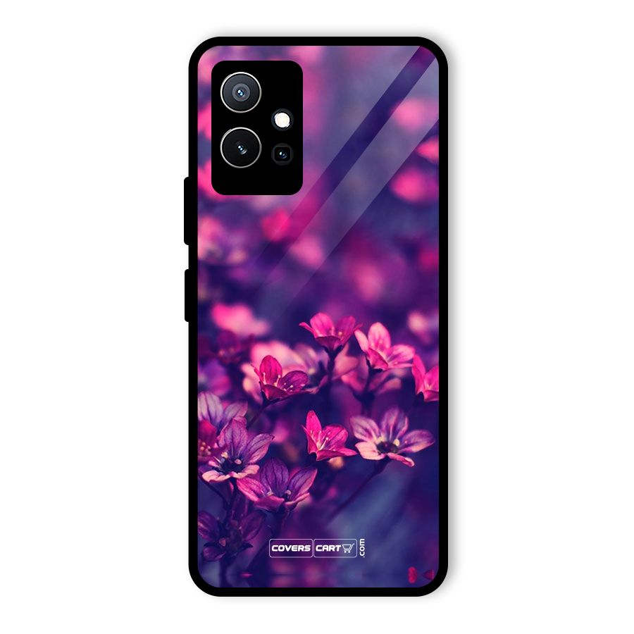 Violet Floral Glass Back Case for Vivo Y75 5G