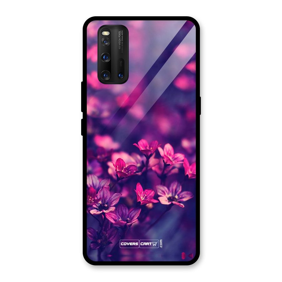 Violet Floral Glass Back Case for Vivo iQOO 3