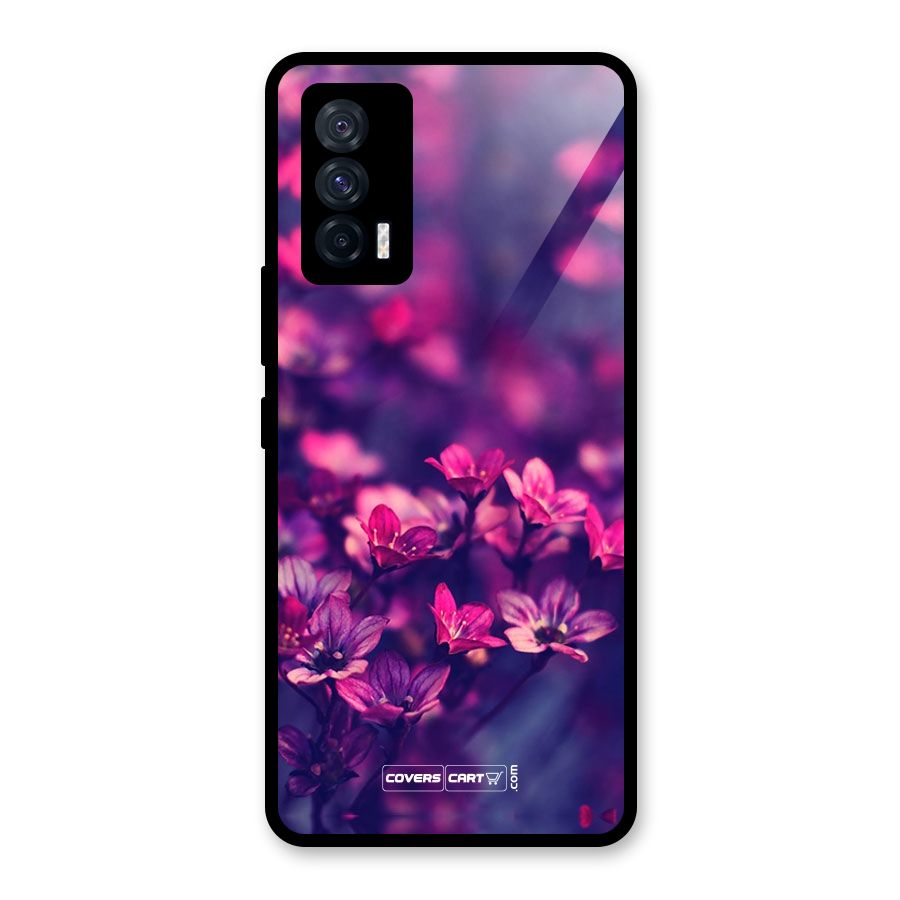 Violet Floral Glass Back Case for Vivo iQOO 7 5G