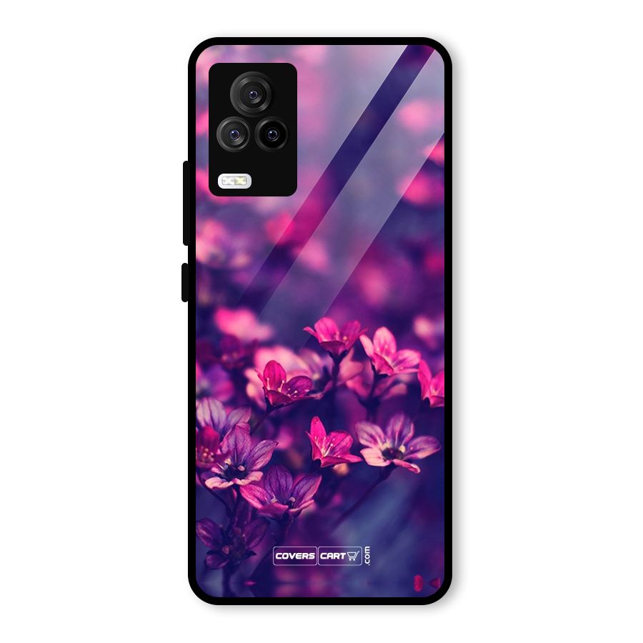 Violet Floral Glass Back Case for Vivo iQOO 7 Legend 5G