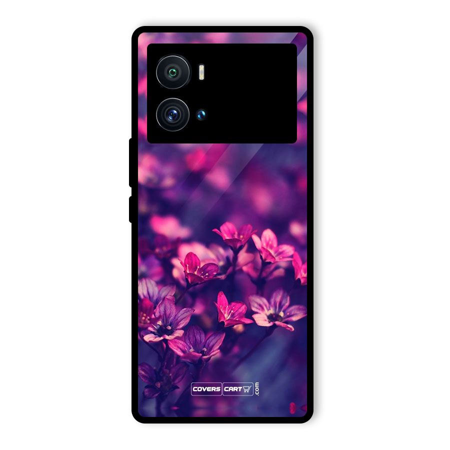 Violet Floral Glass Back Case for Vivo iQOO 9 Pro
