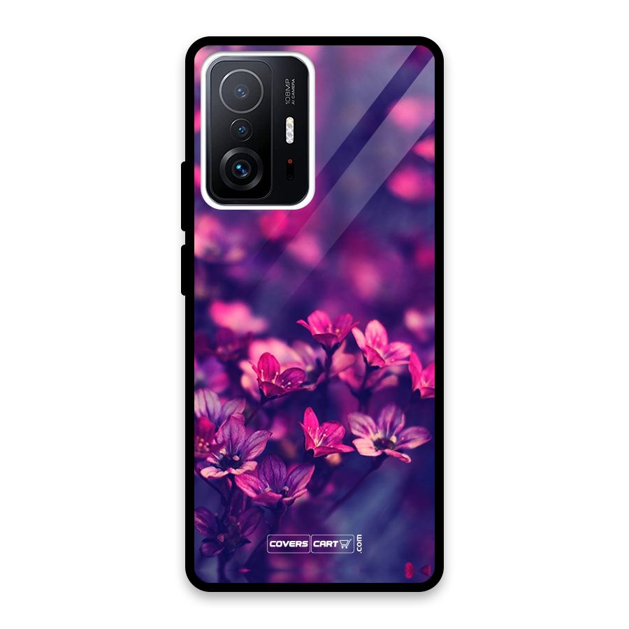 Violet Floral Glass Back Case for Xiaomi 11T Pro