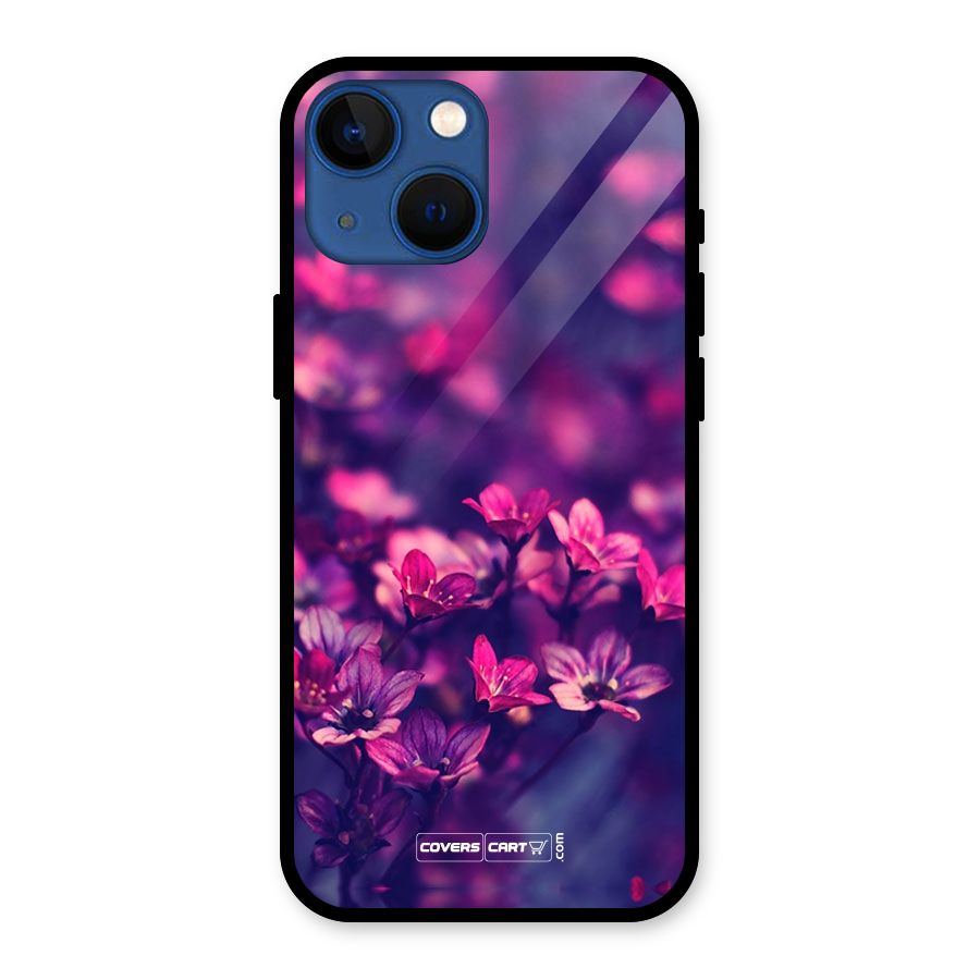 Violet Floral Glass Back Case for iPhone 13 Mini