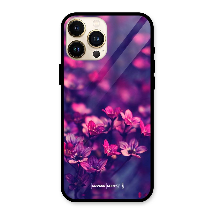 Violet Floral Glass Back Case for iPhone 13 Pro Max