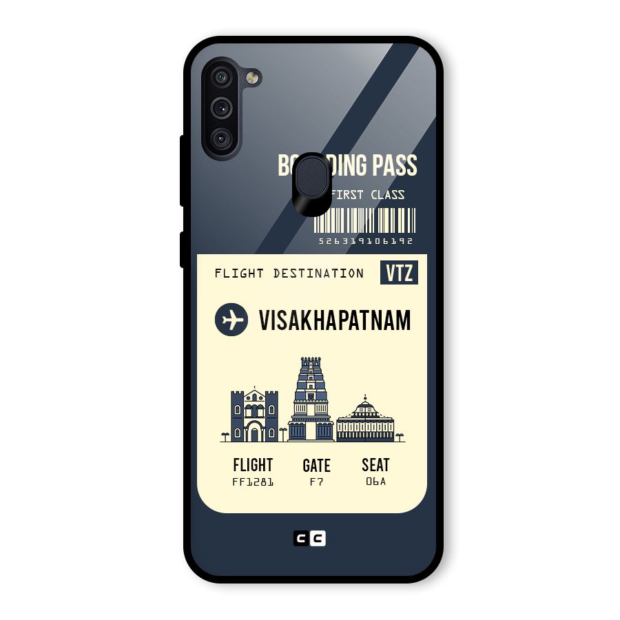 Vishakapatnam Boarding Pass Glass Back Case for Galaxy M11
