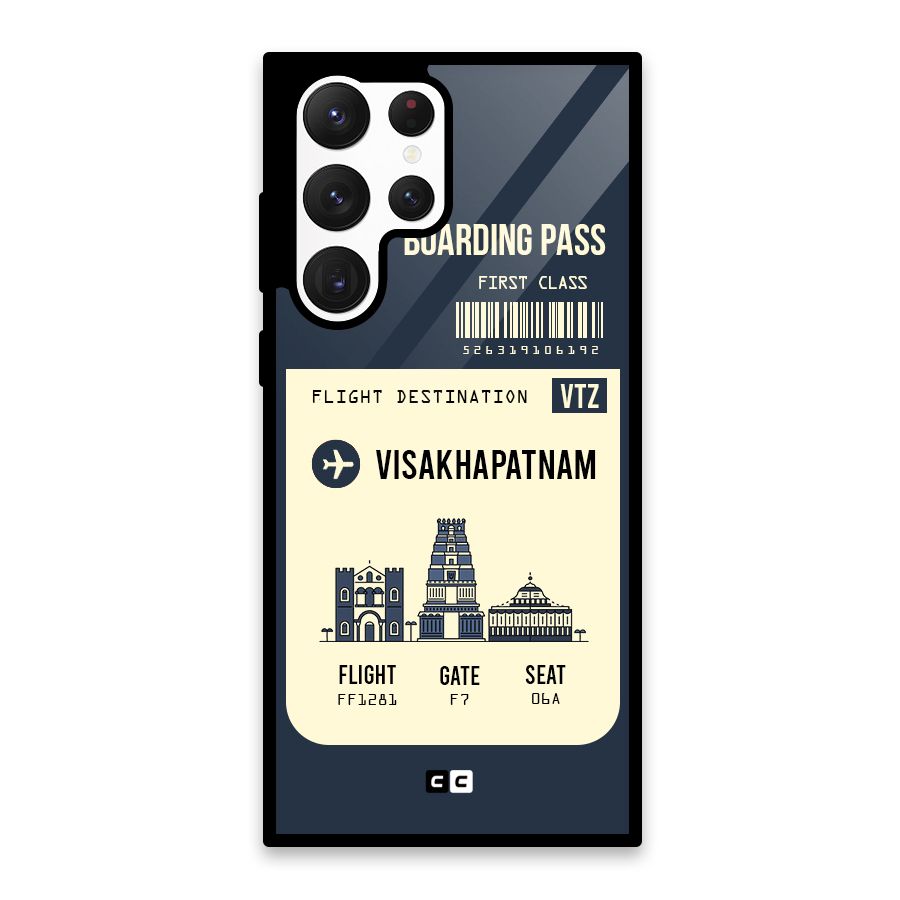 Vishakapatnam Boarding Pass Glass Back Case for Galaxy S22 Ultra 5G