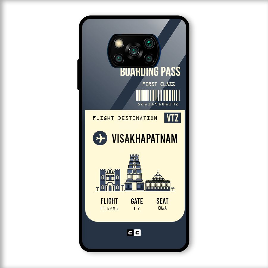 Vishakapatnam Boarding Pass Glass Back Case for Poco X3