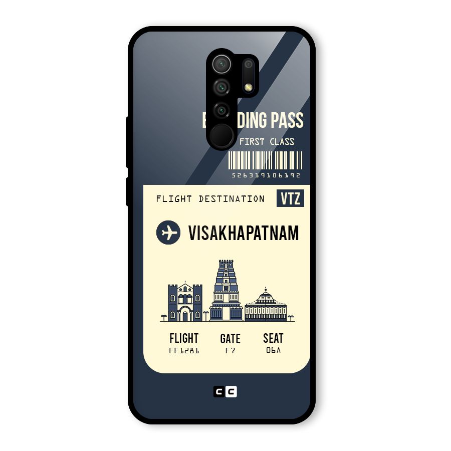 Vishakapatnam Boarding Pass Glass Back Case for Redmi 9 Prime