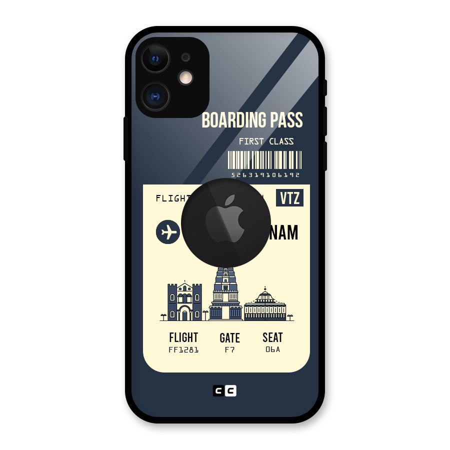 Vishakapatnam Boarding Pass Glass Back Case for iPhone 11 Logo Cut