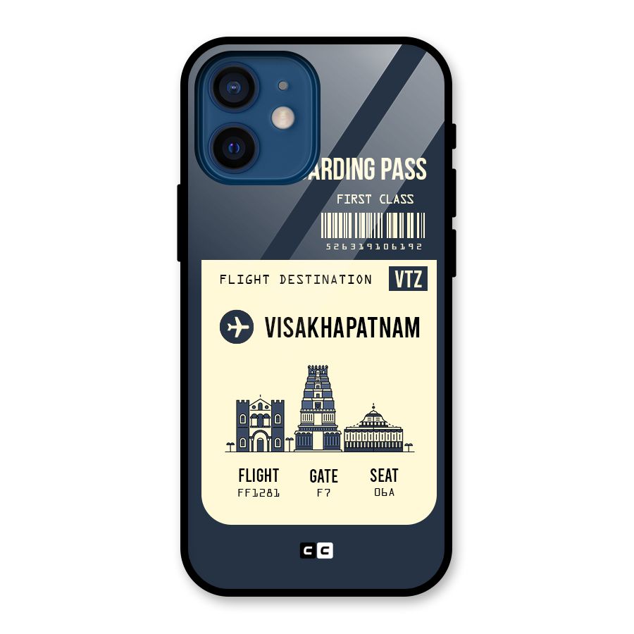 Vishakapatnam Boarding Pass Glass Back Case for iPhone 12 Mini