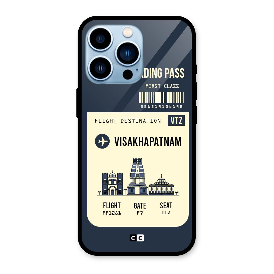 Vishakapatnam Boarding Pass Glass Back Case for iPhone 13 Pro