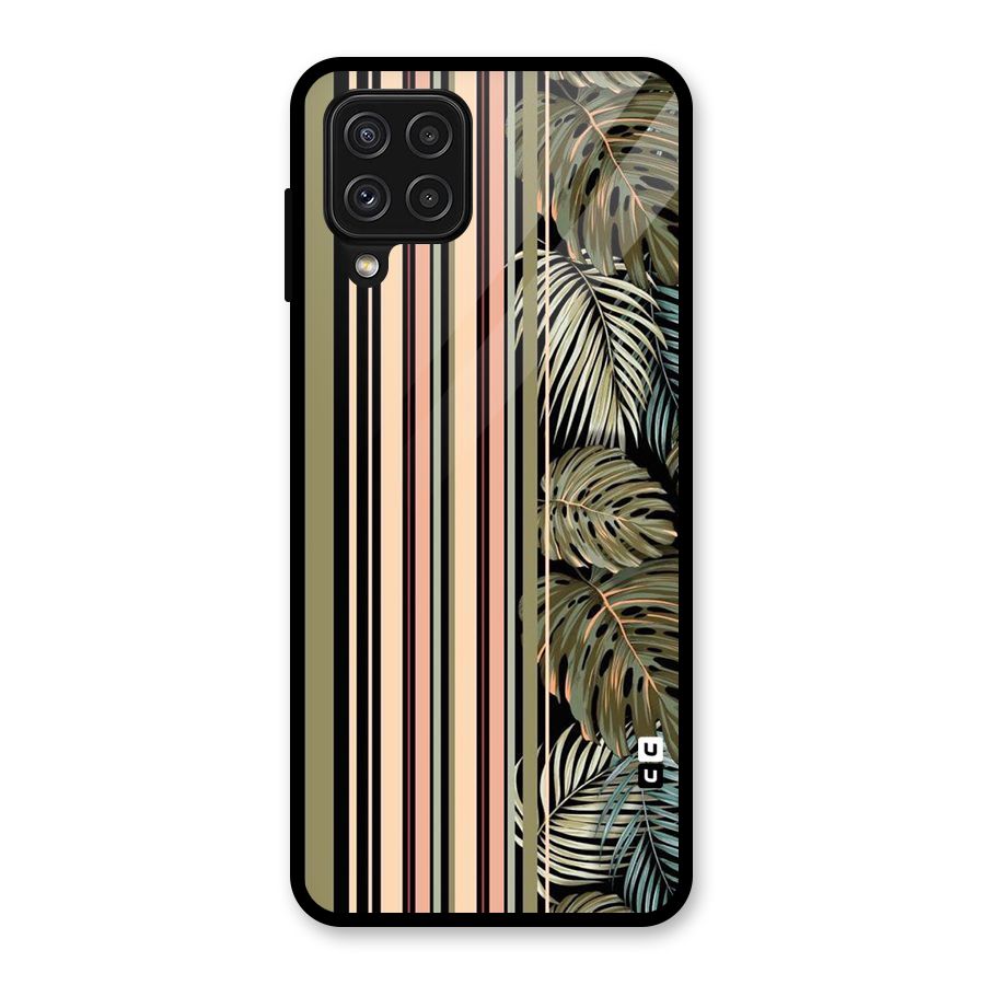 Visual Art Leafs Glass Back Case for Galaxy A22 4G