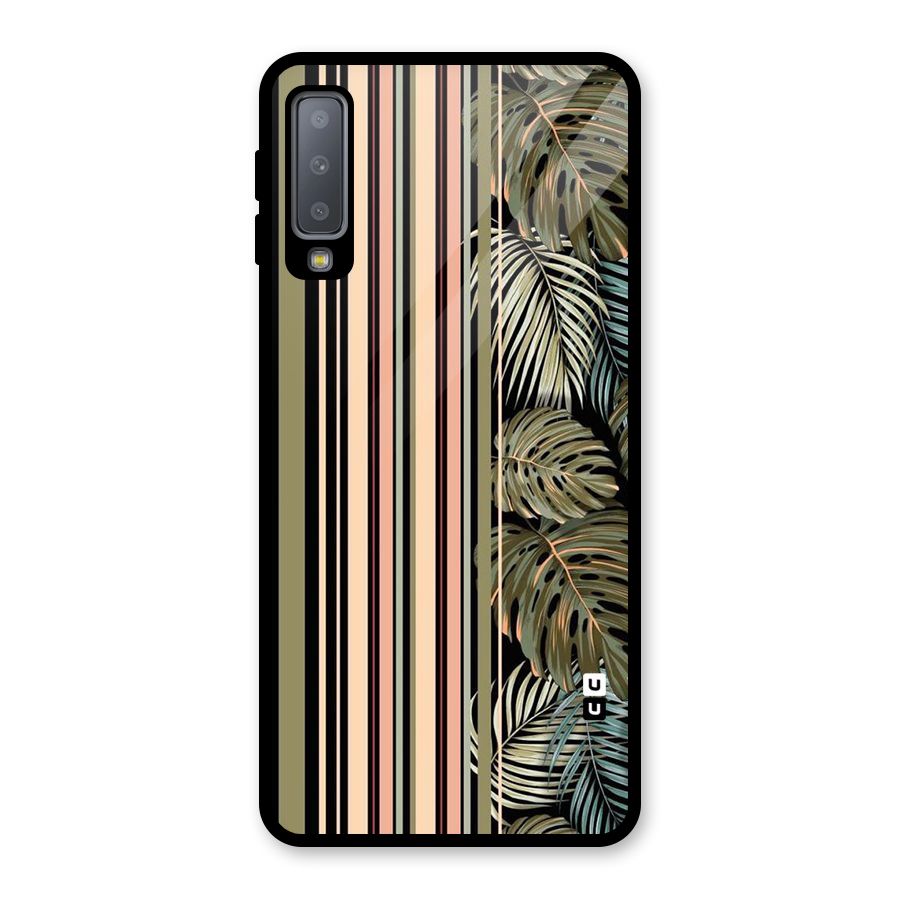Visual Art Leafs Glass Back Case for Galaxy A7 (2018)
