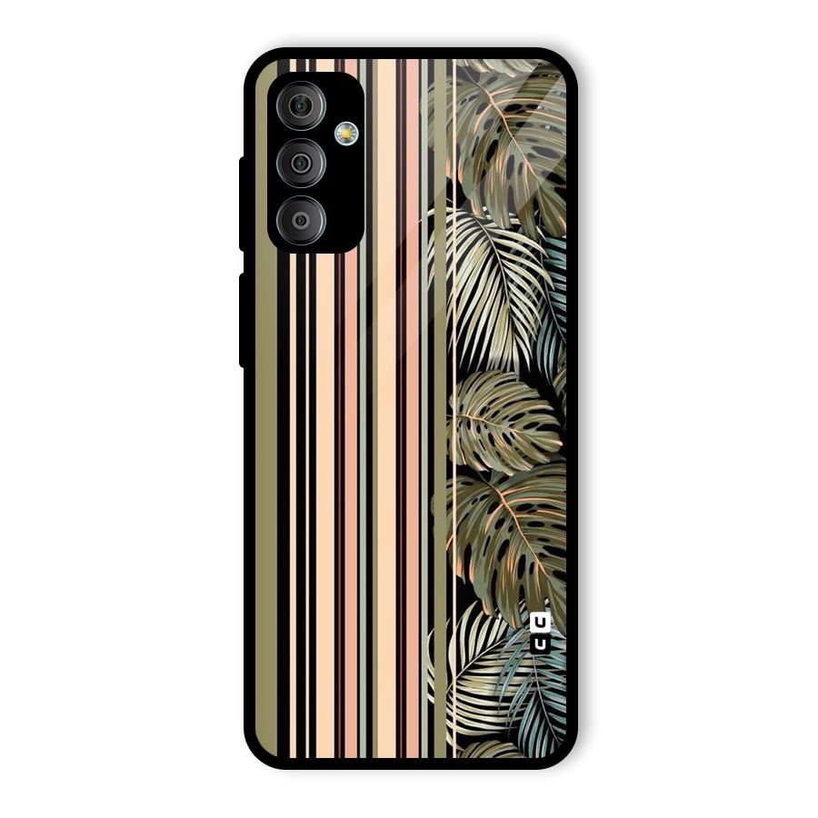 Visual Art Leafs Glass Back Case for Galaxy F23