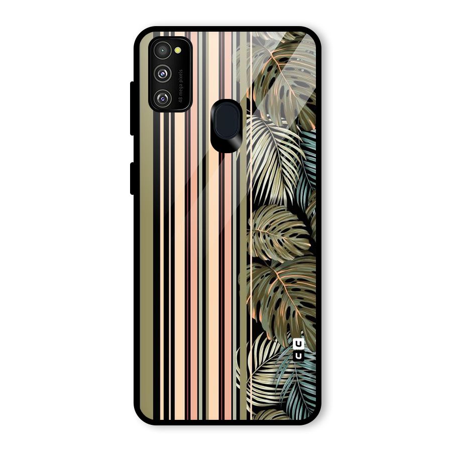 Visual Art Leafs Glass Back Case for Galaxy M30s