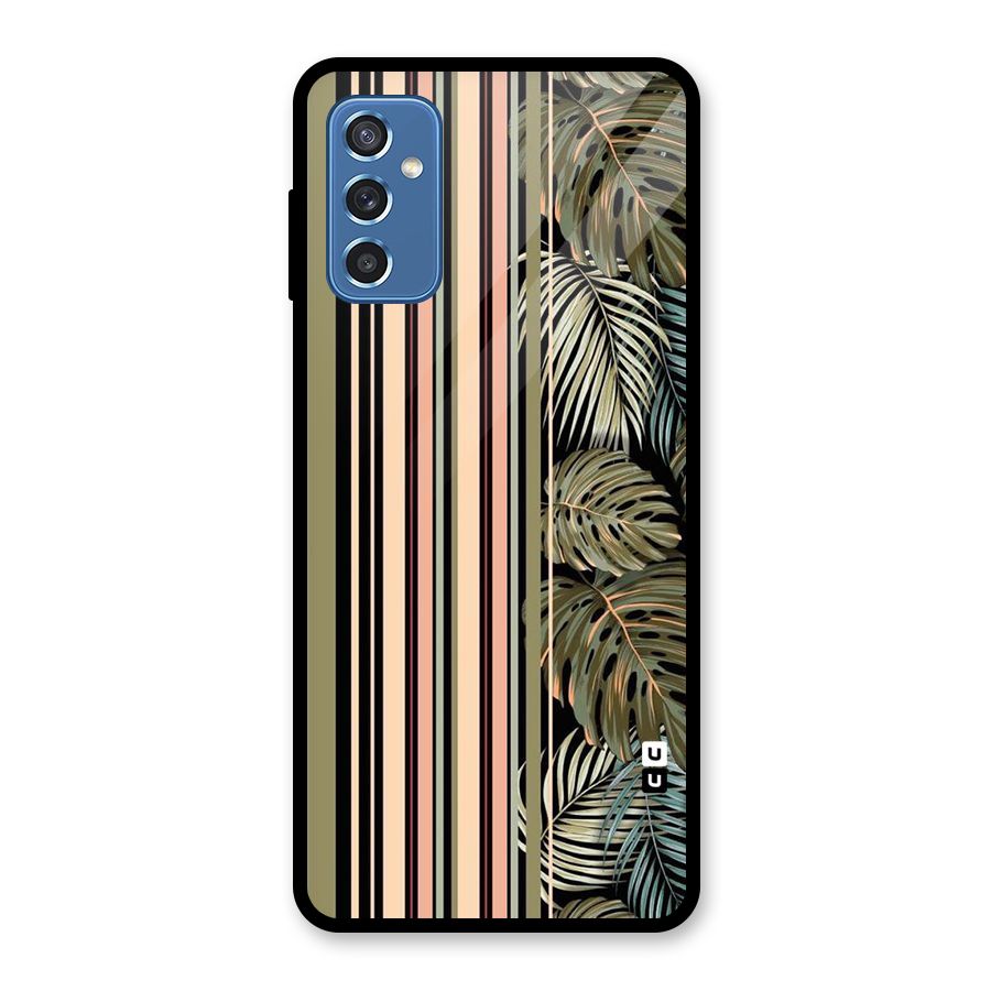 Visual Art Leafs Glass Back Case for Galaxy M52 5G
