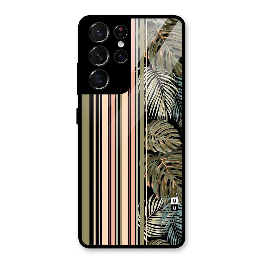 Visual Art Leafs Glass Back Case for Galaxy S21 Ultra 5G