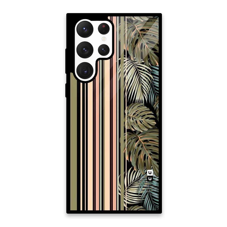 Visual Art Leafs Glass Back Case for Galaxy S22 Ultra 5G