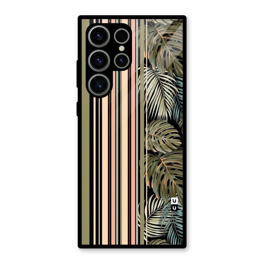 Visual Art Leafs Glass Back Case for Galaxy S23 Ultra