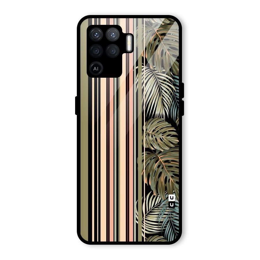 Visual Art Leafs Glass Back Case for Oppo F19 Pro
