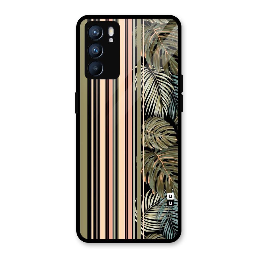 Visual Art Leafs Glass Back Case for Oppo Reno6 5G