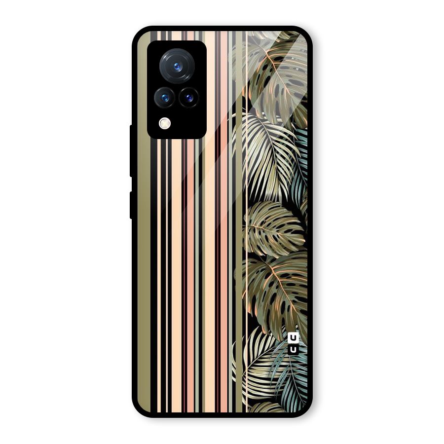 Visual Art Leafs Glass Back Case for Vivo V21 5G