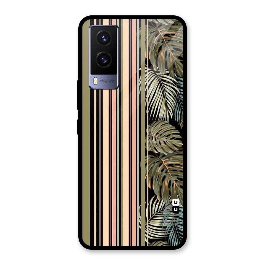 Visual Art Leafs Glass Back Case for Vivo V21e 5G
