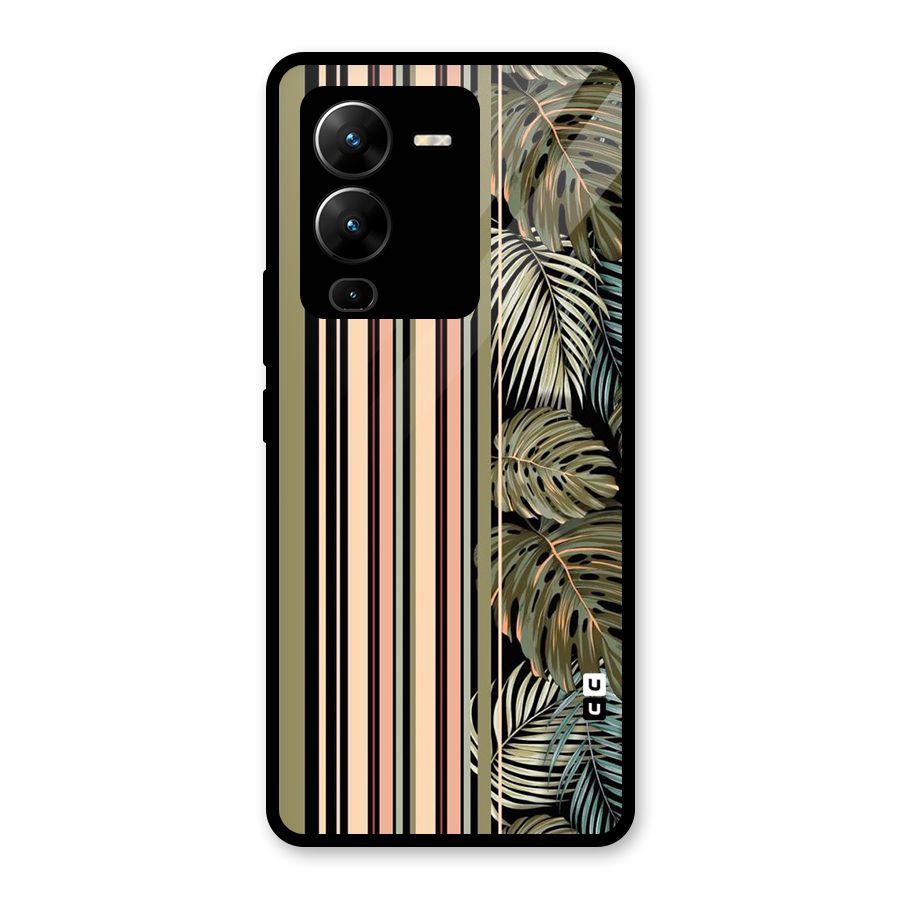 Visual Art Leafs Glass Back Case for Vivo V25 Pro