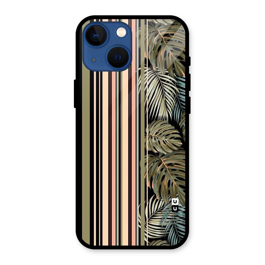 Visual Art Leafs Glass Back Case for iPhone 13 Mini
