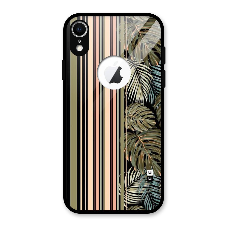 Visual Art Leafs Glass Back Case for iPhone XR Logo Cut