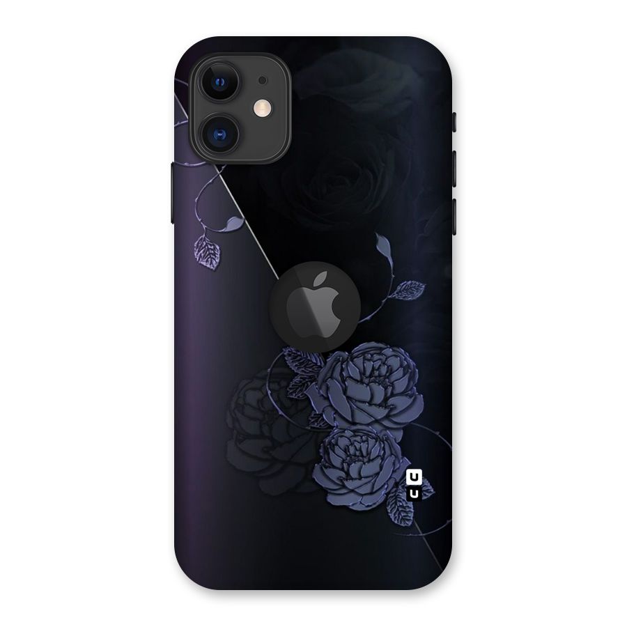 Voilet Floral Design Back Case for iPhone 11 Logo Cut
