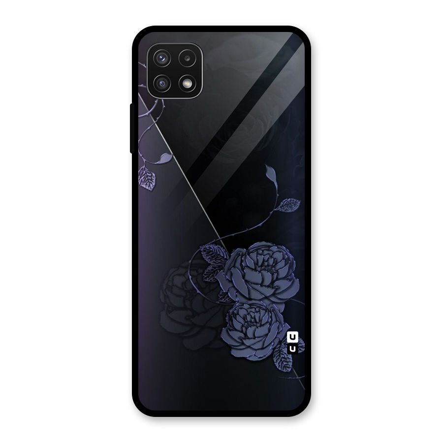 Voilet Floral Design Glass Back Case for Galaxy A22 5G