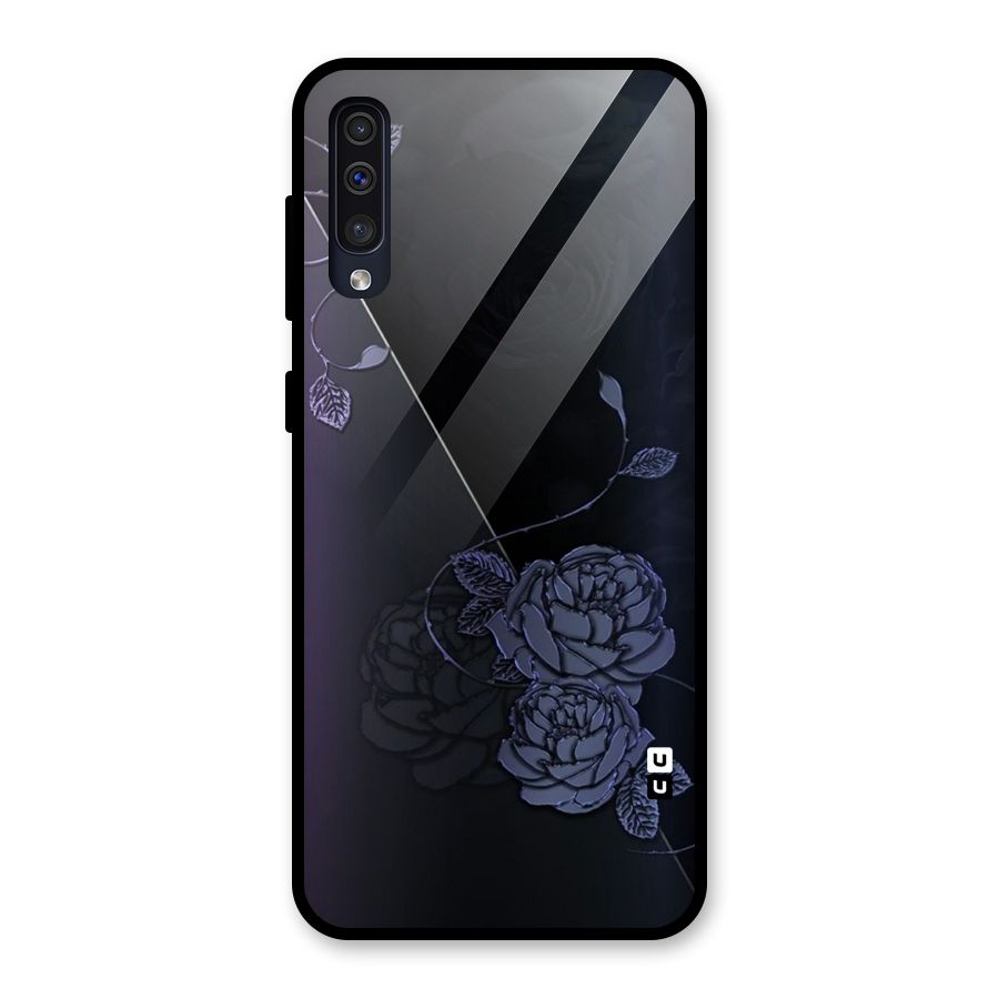 Voilet Floral Design Glass Back Case for Galaxy A50