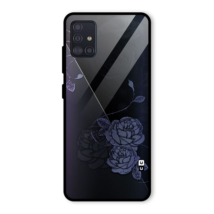 Voilet Floral Design Glass Back Case for Galaxy A51