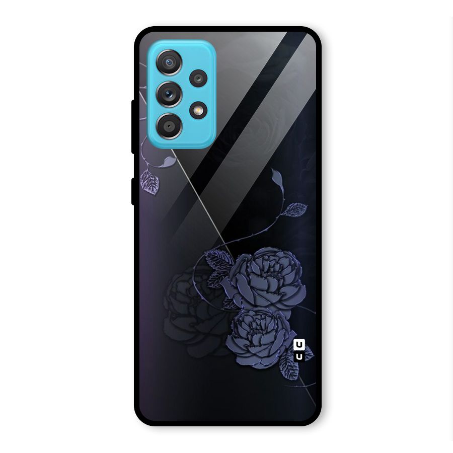 Voilet Floral Design Glass Back Case for Galaxy A52