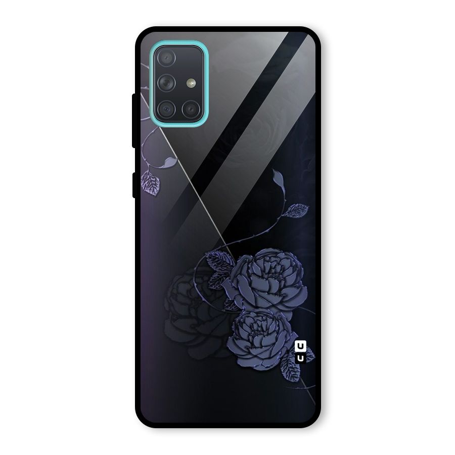 Voilet Floral Design Glass Back Case for Galaxy A71
