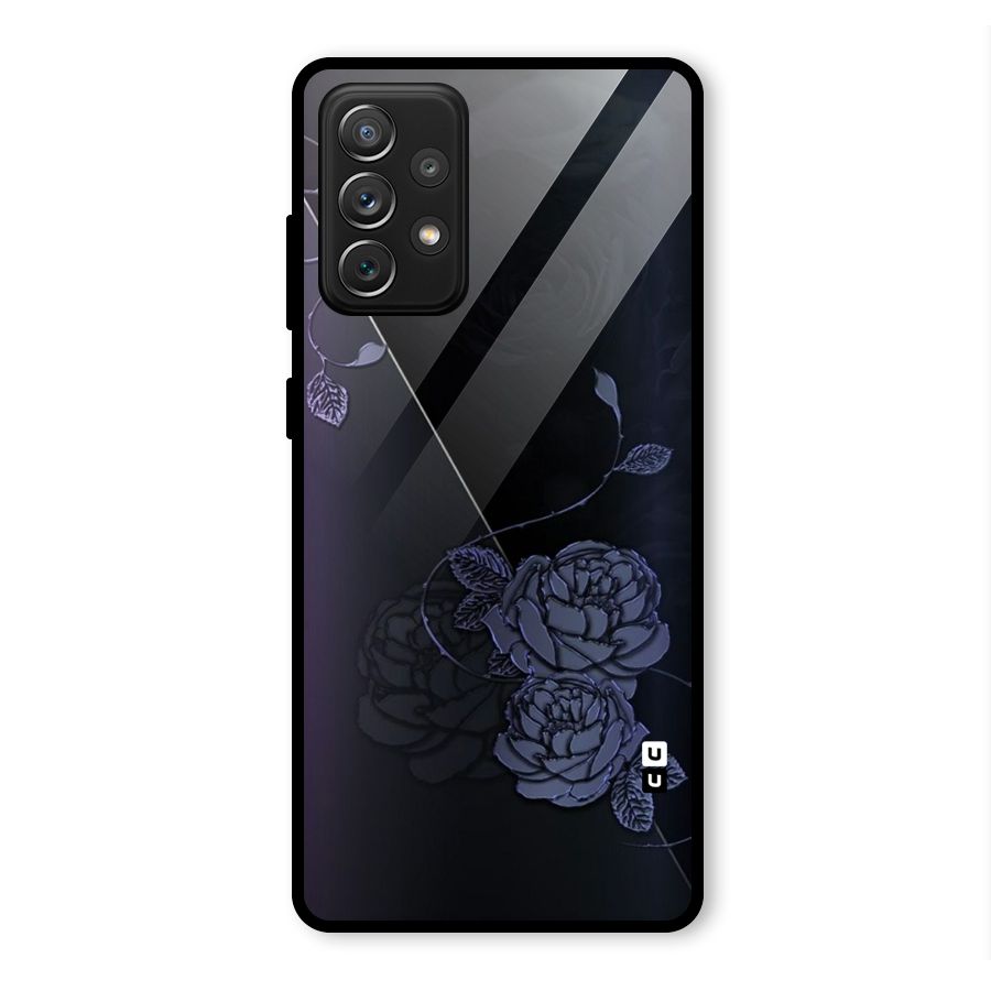 Voilet Floral Design Glass Back Case for Galaxy A72