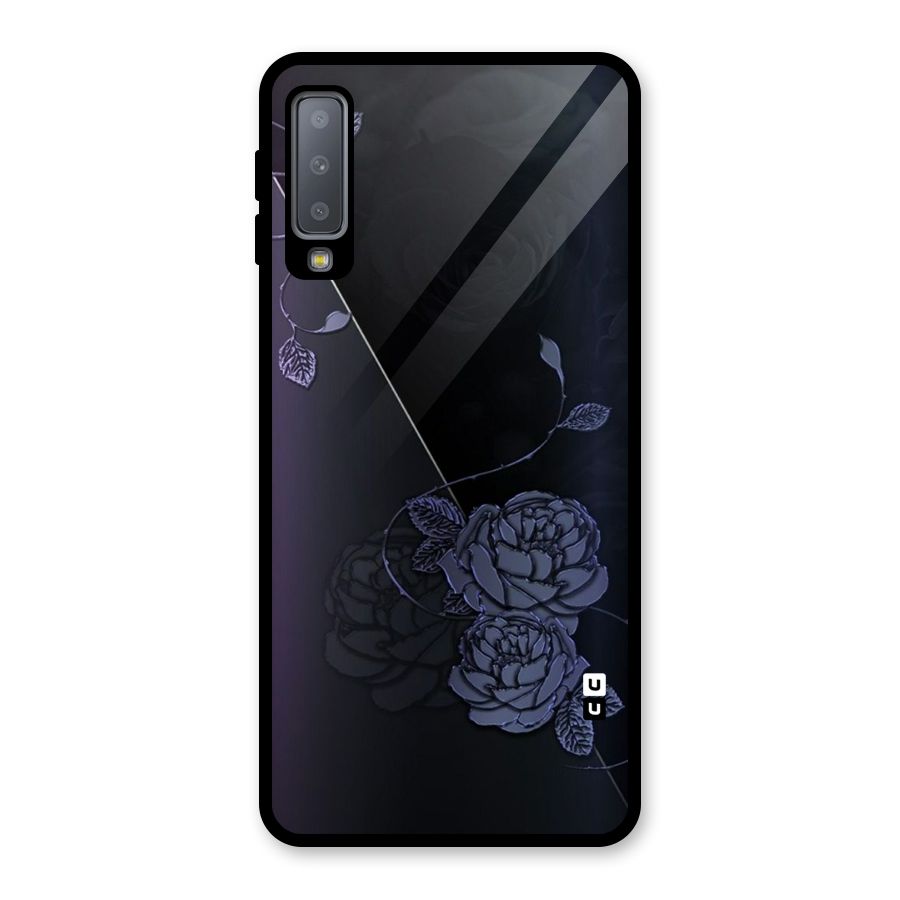 Voilet Floral Design Glass Back Case for Galaxy A7 (2018)