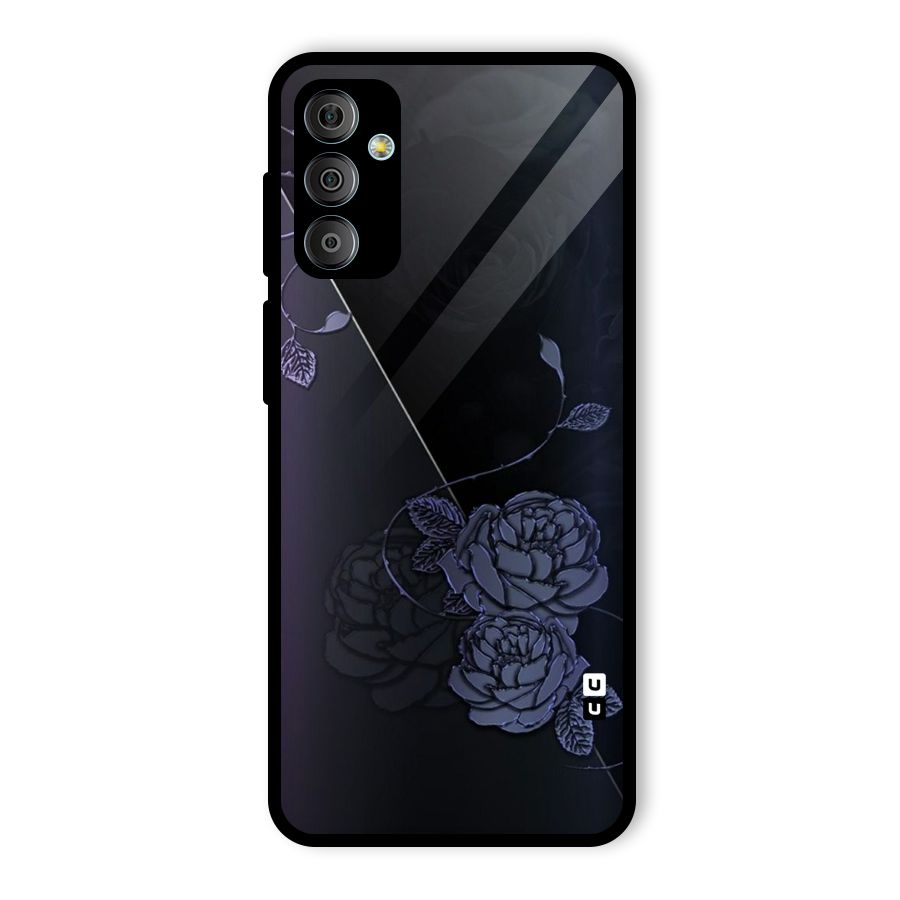 Voilet Floral Design Glass Back Case for Galaxy F23